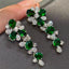 14K GOLD 4.21 CT NATURAL TSAVORITE & DIAMOND EARRINGS