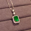 14K GOLD 2.48 CTW NATURAL EMERALD & DIAMOND NECKLACE