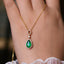 14K GOLD 1.91 CTW NATURAL EMERALD & DIAMOND NECKLACE