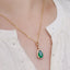 14K GOLD 1.91 CTW NATURAL EMERALD & DIAMOND NECKLACE