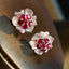 14K GOLD 1.5 CT NATURAL RUBY & DIAMOND EARRINGS