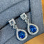 14K GOLD 1.3 CT NATURAL SAPPHIRE & DIAMOND & SAPPHIRE EARRINGS