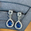 14K GOLD 1.3 CT NATURAL SAPPHIRE & DIAMOND & SAPPHIRE EARRINGS