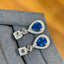 14K GOLD 1.3 CT NATURAL SAPPHIRE & DIAMOND & SAPPHIRE EARRINGS