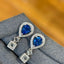 14K GOLD 1.3 CT NATURAL SAPPHIRE & DIAMOND & SAPPHIRE EARRINGS