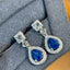 14K GOLD 1.3 CT NATURAL SAPPHIRE & DIAMOND & SAPPHIRE EARRINGS