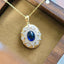 14K GOLD 1.1 CT NATURAL SAPPHIRE & DIAMOND NECKLACE