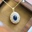 14K GOLD 1.1 CT NATURAL SAPPHIRE & DIAMOND NECKLACE