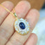 14K GOLD 1.1 CT NATURAL SAPPHIRE & DIAMOND NECKLACE