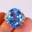14K GOLD 14.21 CTW NATURAL TOPAZ & SAPPHIRE RING