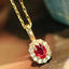 14K GOLD 0.24 CTW NATURAL RUBY & DIAMOND NECKLACE