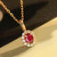 14K GOLD 0.24 CTW NATURAL RUBY & DIAMOND NECKLACE