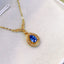 14K GOLD 0.7 CT NATURAL SAPPHIRE & DIAMOND NECKLACE