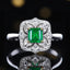 14K GOLD 0.83 CTW NATURAL EMERALD & DIAMOND RING