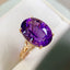 14K GOLD 9.42 CTW NATURAL AMETHYST & DIAMOND RING