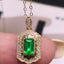 14K GOLD 0.62 CTW VIVID GREEN NATURAL EMERALD & DIAMOND PENDANT( WITHOUT CHAIN )