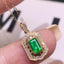 14K GOLD 0.62 CTW VIVID GREEN NATURAL EMERALD & DIAMOND PENDANT( WITHOUT CHAIN )