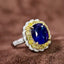 14K GOLD 5.20 CTW NATURAL SAPPHIRE & YELLOW DIAMOND & DIAMOND RING