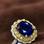 14K GOLD 5.20 CTW NATURAL SAPPHIRE & YELLOW DIAMOND & DIAMOND RING