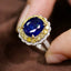 14K GOLD 5.20 CTW NATURAL SAPPHIRE & YELLOW DIAMOND & DIAMOND RING