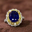 14K GOLD 5.20 CTW NATURAL SAPPHIRE & YELLOW DIAMOND & DIAMOND RING