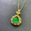 14K GOLD 2.9 CT NATURAL EMERALD & DIAMOND PENDANT( WITHOUT CHAIN )