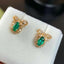 14K GOLD 0.37 CT NATURAL EMERALD & DIAMOND EARRINGS