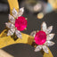 14K GOLD 1.60 CT NATURAL RUBY & DIAMOND EARRINGS