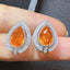14K GOLD 6.50 CTW NATURAL SPESSARTINE & DIAMOND EARRINGS