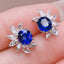 14K GOLD 2.2 CT NATURAL SAPPHIRE & SAPPHIRE EARRINGS
