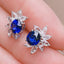 14K GOLD 2.2 CT NATURAL SAPPHIRE & SAPPHIRE EARRINGS