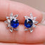 14K GOLD 2.2 CT NATURAL SAPPHIRE & SAPPHIRE EARRINGS