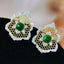 14K GOLD 1.3 CT NATURAL EMERALD & DIAMOND EARRINGS