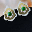 14K GOLD 1.3 CT NATURAL EMERALD & DIAMOND EARRINGS