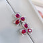 14K GOLD 1.27 CT NATURAL RUBY & DIAMOND & SAPPHIRE EARRINGS