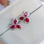 14K GOLD 1.27 CT NATURAL RUBY & DIAMOND & SAPPHIRE EARRINGS