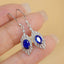 14K GOLD 1 CT NATURAL SAPPHIRE & DIAMOND EARRINGS