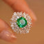 14K GOLD 2.6 CT NATURAL EMERALD & DIAMOND & SAPPHIRE RING