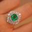 14K GOLD 2.6 CT NATURAL EMERALD & DIAMOND & SAPPHIRE RING