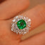 14K GOLD 2.6 CT NATURAL EMERALD & DIAMOND & SAPPHIRE RING