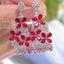 14K GOLD 5.6 CT NATURAL RUBY & DIAMOND EARRINGS
