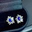 14K GOLD 0.8 CT NATURAL SAPPHIRE & SAPPHIRE EARRINGS