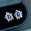 14K GOLD 0.8 CT NATURAL SAPPHIRE & SAPPHIRE EARRINGS