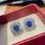 14K GOLD 2 CT NATURAL SAPPHIRE & DIAMOND EARRINGS