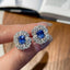 14K GOLD 2 CT NATURAL SAPPHIRE & DIAMOND EARRINGS