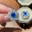 14K GOLD 2 CT NATURAL SAPPHIRE & DIAMOND EARRINGS