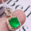 14K GOLD 2.05 CTW NATURAL EMERALD & DIAMOND PENDANT( WITHOUT CHAIN )