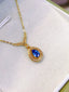 14K GOLD 0.7 CT NATURAL SAPPHIRE & DIAMOND NECKLACE