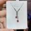 14K GOLD 0.7 CT NATURAL RUBY & DIAMOND & SAPPHIRE NECKLACE