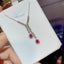 14K GOLD 0.7 CT NATURAL RUBY & DIAMOND & SAPPHIRE NECKLACE